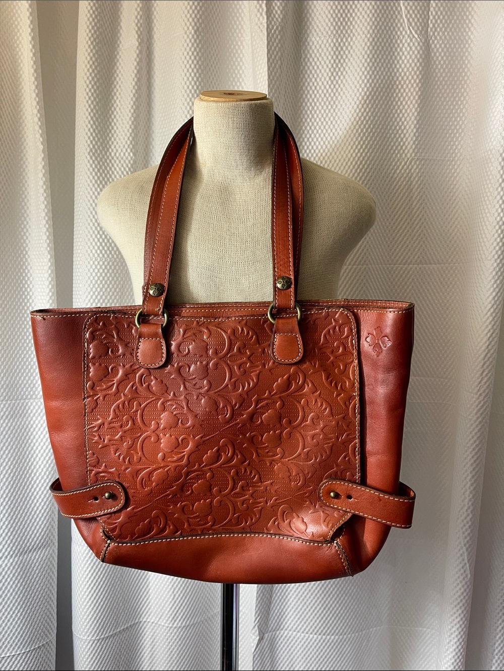 Patricia Nash Embossed Leather Tote Bag in Rich Brown